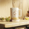 Kubek z porcelany RUSTIC PEACE 405ml beżowy miedziany kwiatowy wzór